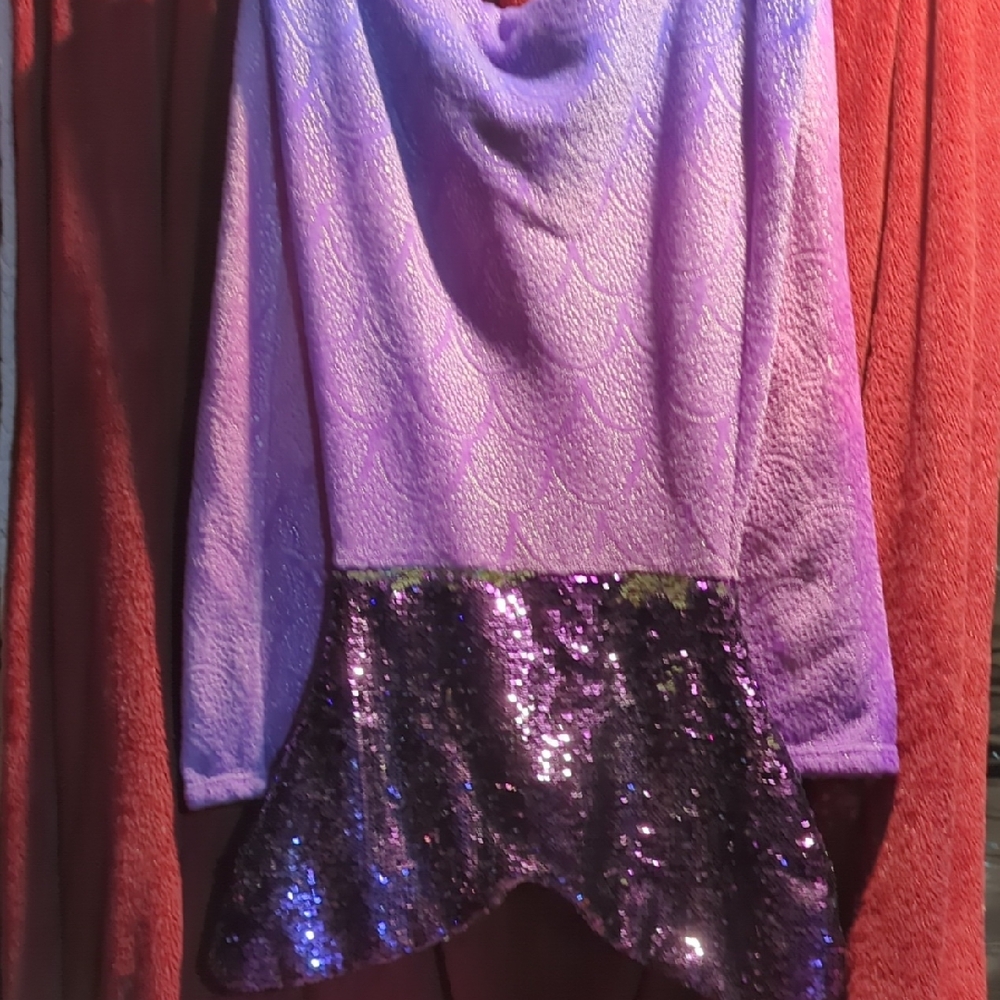 Purple Sequin Mermaid Tail Blanket